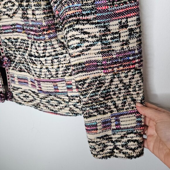 ZARA Jacquard Jacket Sz M Cropped Multicolor Boho Bohemian Multicolor - Picture 9 of 12